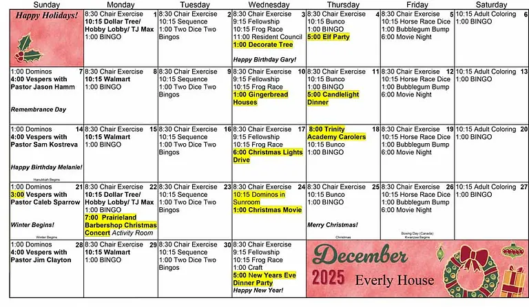 December 2025 Calendar