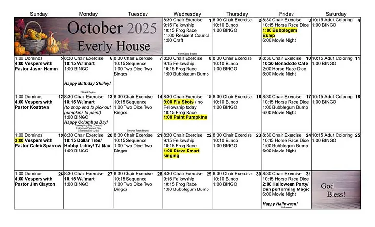 October 2025 Calendar